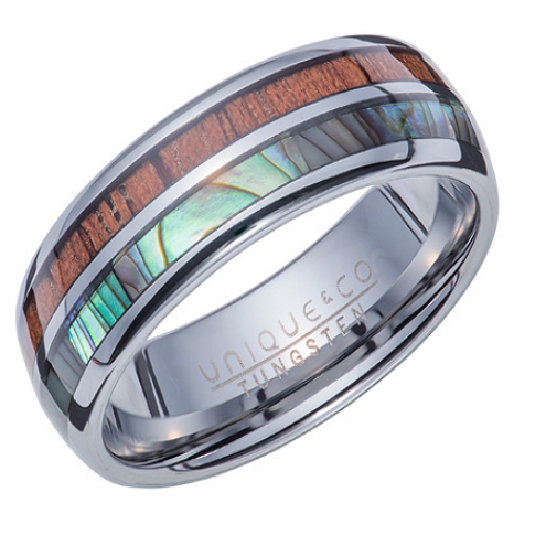 Tungsten hot sale wood ring