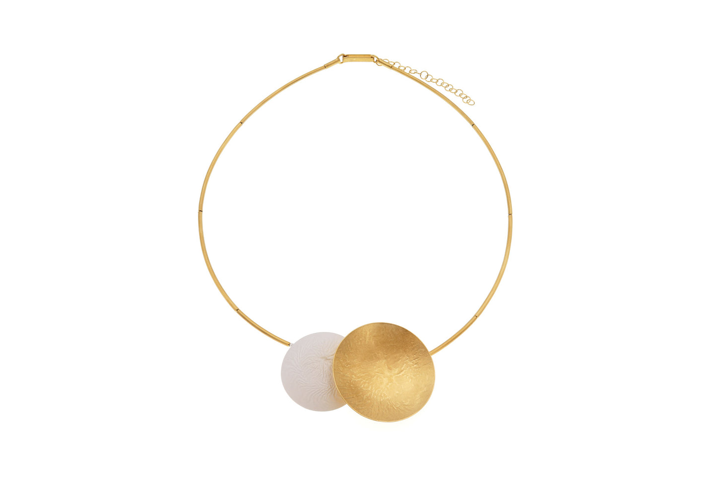 White and Gold Lense Tube Necklace