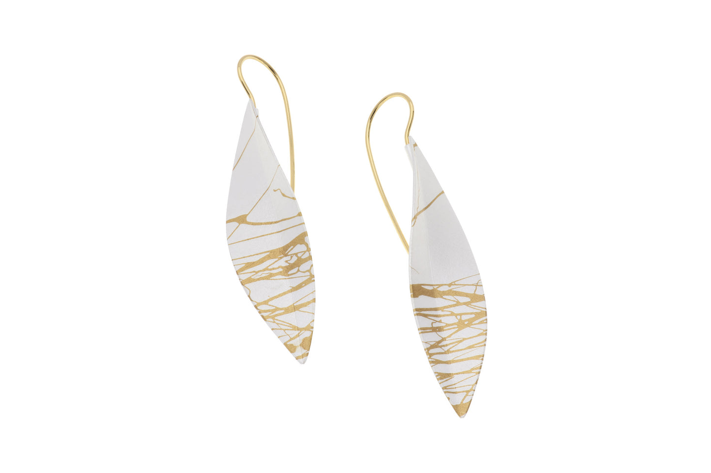 Leaves Hook Earrings, Silver/YGP