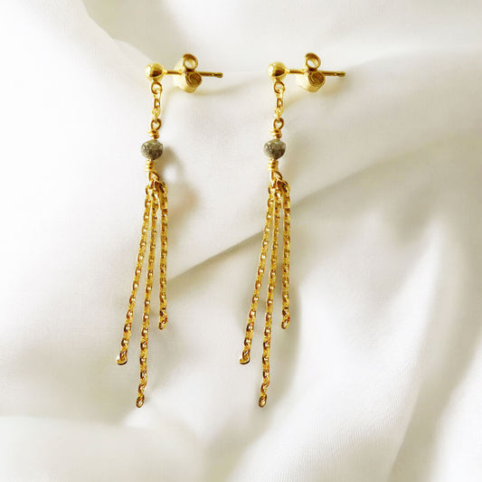 Gold 3 Strand Diamond Earrings