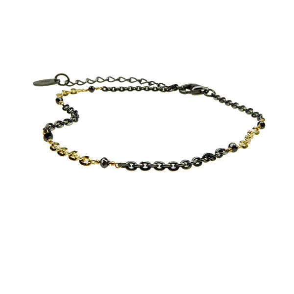 Silver and Gold Black Diamond Bracelet