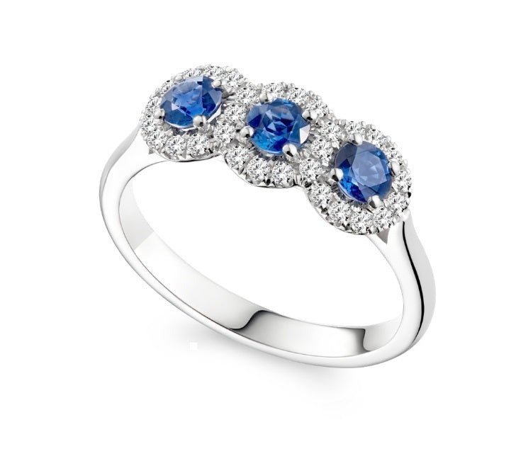 Sapphire And Diamond Cluster Ring