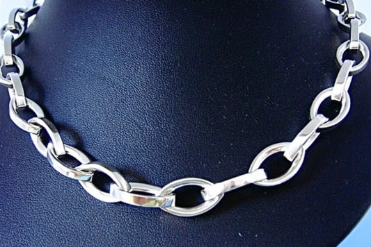 Silver Marquise Link Necklace