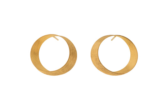 Gold Finished Circular Ribbon Studs