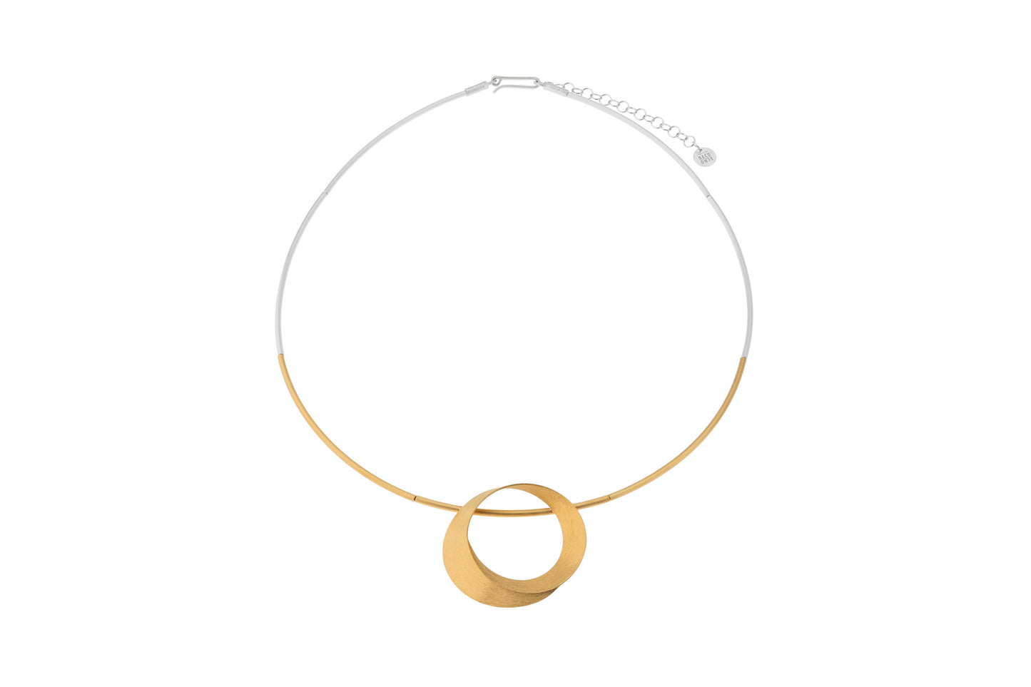 Gold Silver Ribbon Tube Necklace