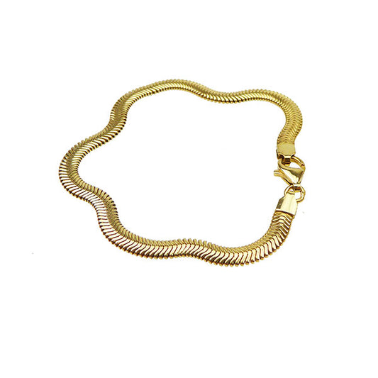 Flat Snake Necklace, Gold Finish