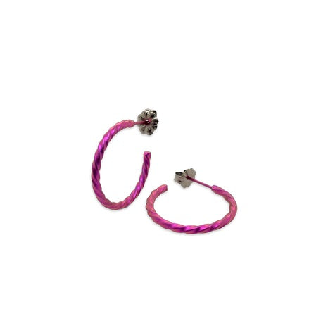 Titanium Small Twisted Hoops - Pink