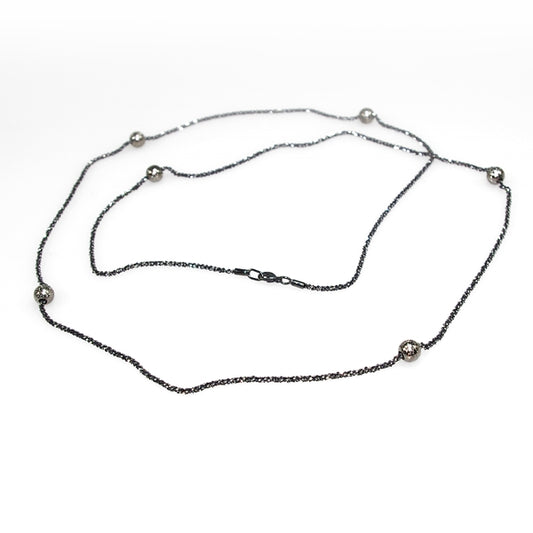 Diamond Cut Bead Necklace, Silver