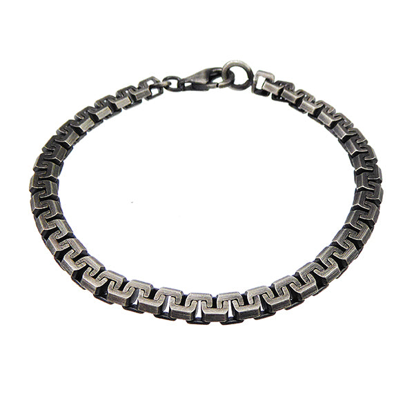 Mens Box Link Oxi Silver Bracelet