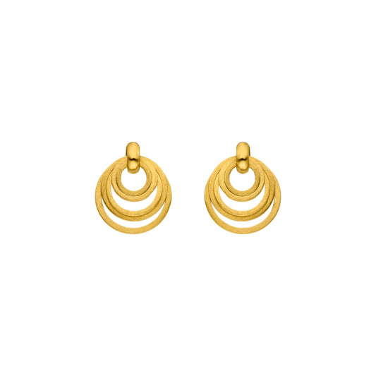 14ct Gold Multi Circle Drop Earrings