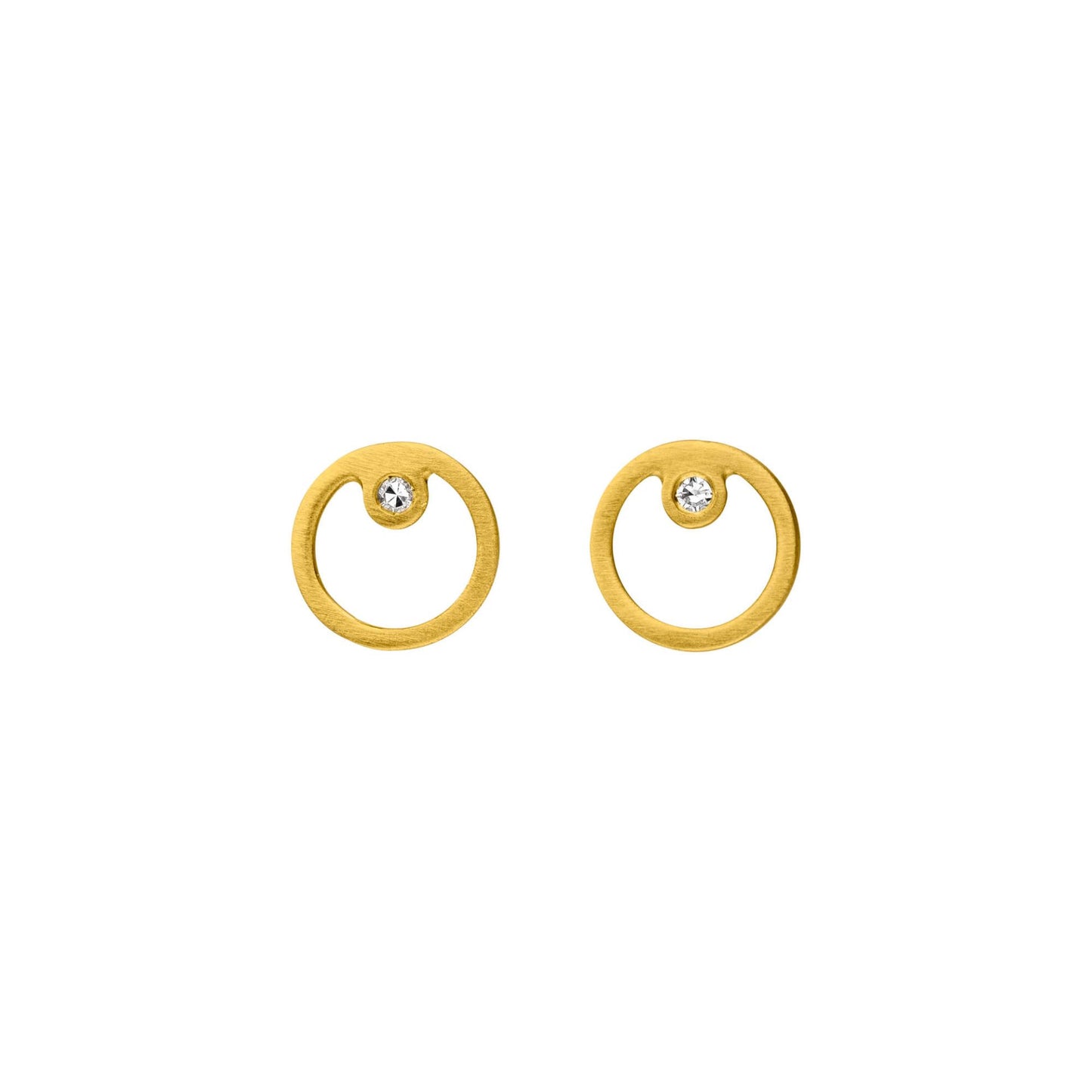 14ct Gold Diamond Open Circle Studs