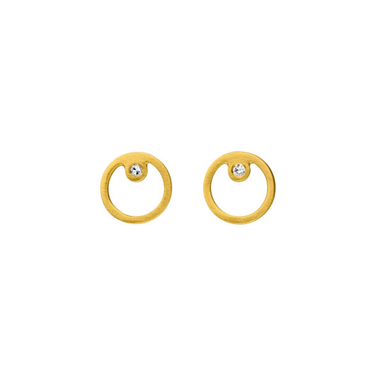 14ct Gold Diamond Open Circle Studs