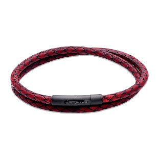 Antique Red Leather Wrap Around Bracelet