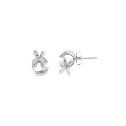 Silver Satin Open Knot Studs