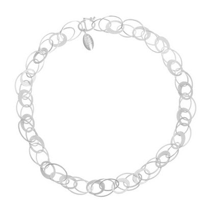 Silver Contrast Oval Link Necklace