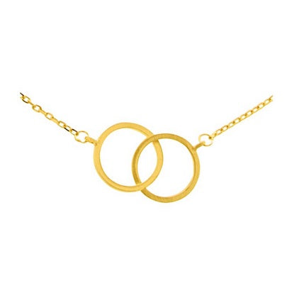 Gold Finish Twin Circles Necklace