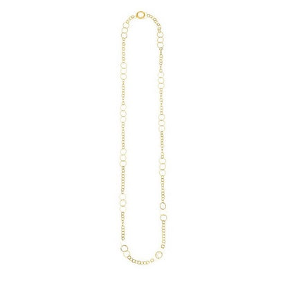 Gold Finish Flat Circles Necklace