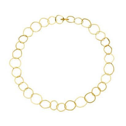 Gold Finish Crooked Circles Necklace