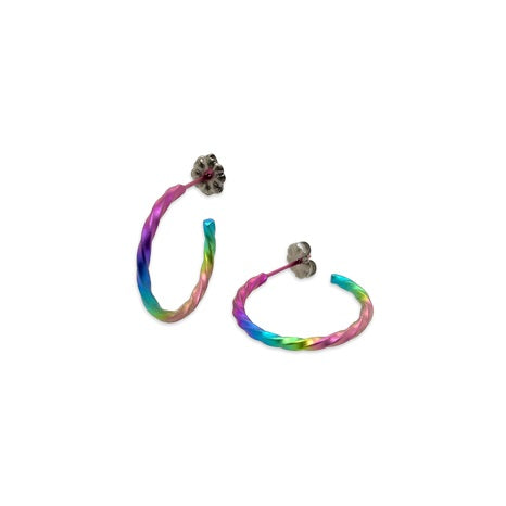 Titanium Small Twisted Hoops - Rainbow