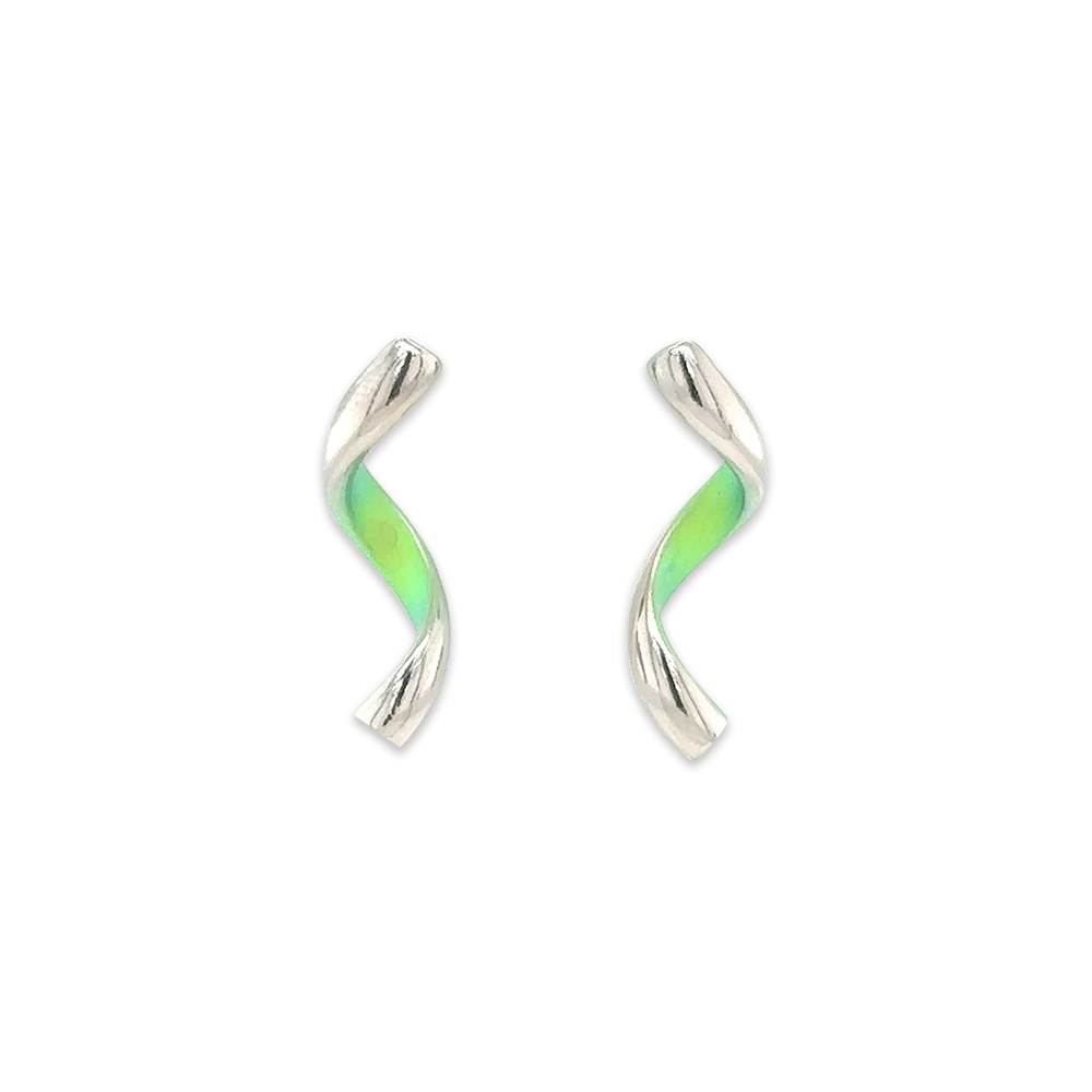 Titanium Spiral Twist Studs - Green