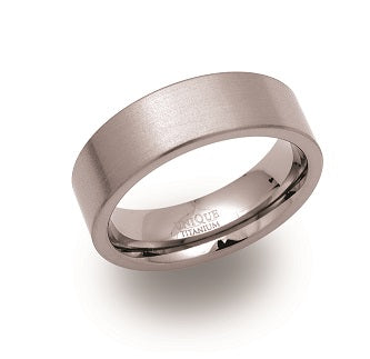 Titanium Brushed Flat Ring, 7mm