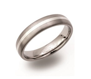 Titanium Silver Inlay Ring, 5mm