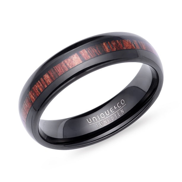 Tungsten Wood Inlay Ring