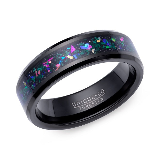 Tungsten Coloured Stone Inlay Ring