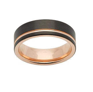 Tungsten Black & Rose IP Ring