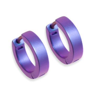 Titanium Hinged Hoops - Purple 12mm