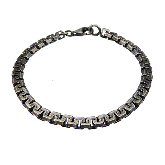 Mens Oxi Silver Box Link Necklace