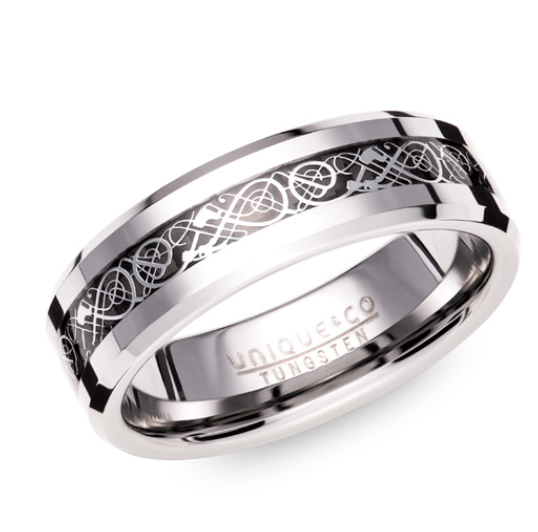 Tungsten Carbon Fibre Inlay Ring