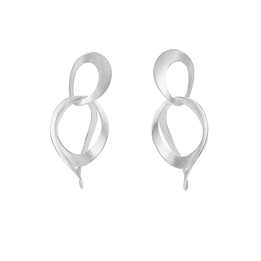 Silver Triple Oval Drop Earrings