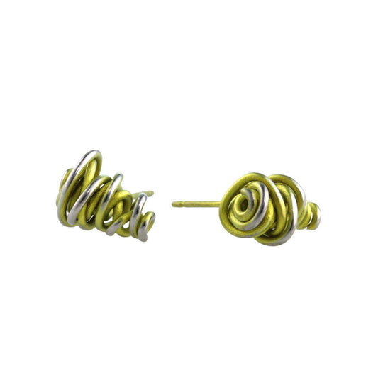 Titanium Chaos Stud Earrings - Yellow Tones