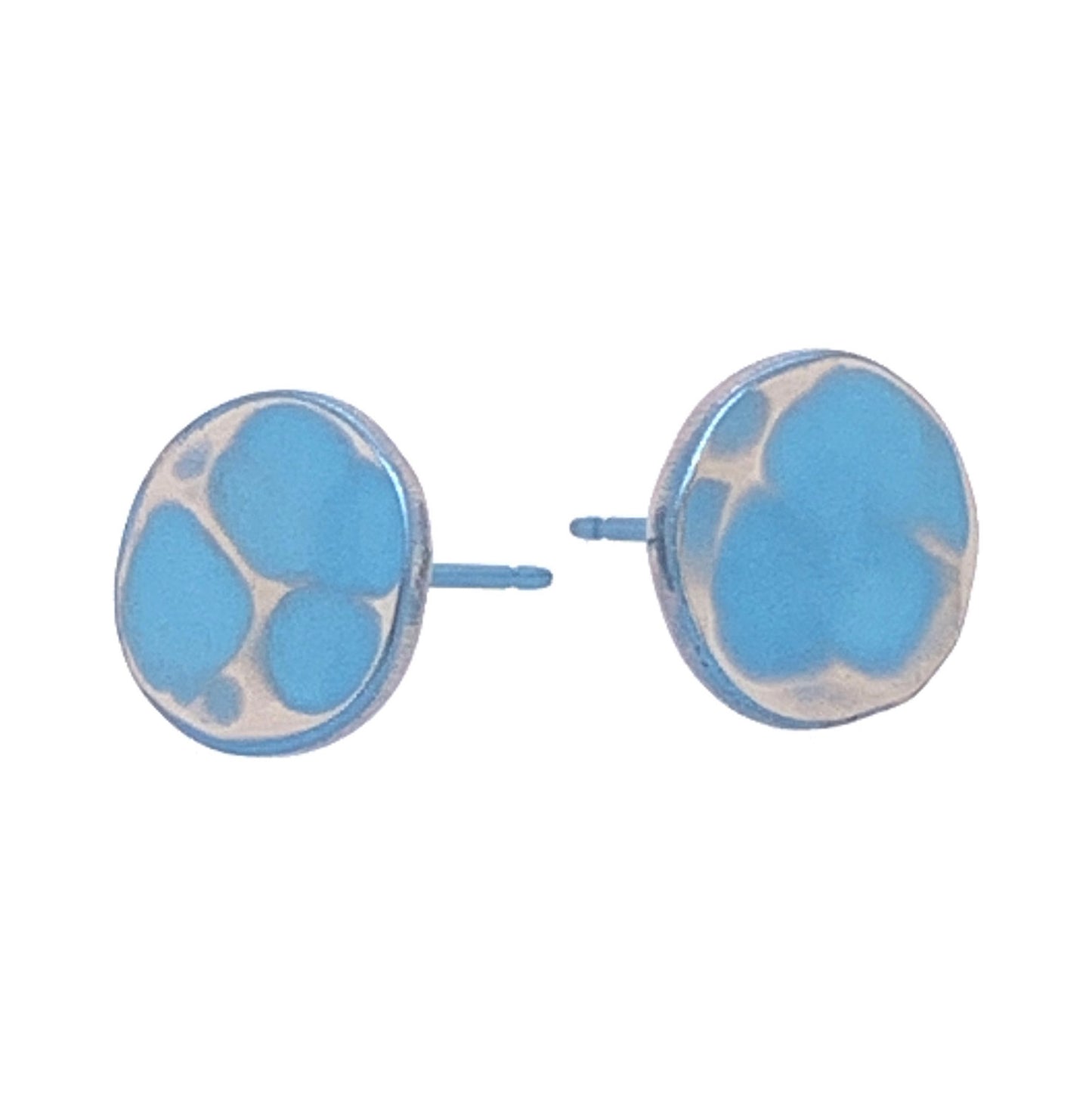 Titanium Hammered Stud Earrings - Blue/Green Tones