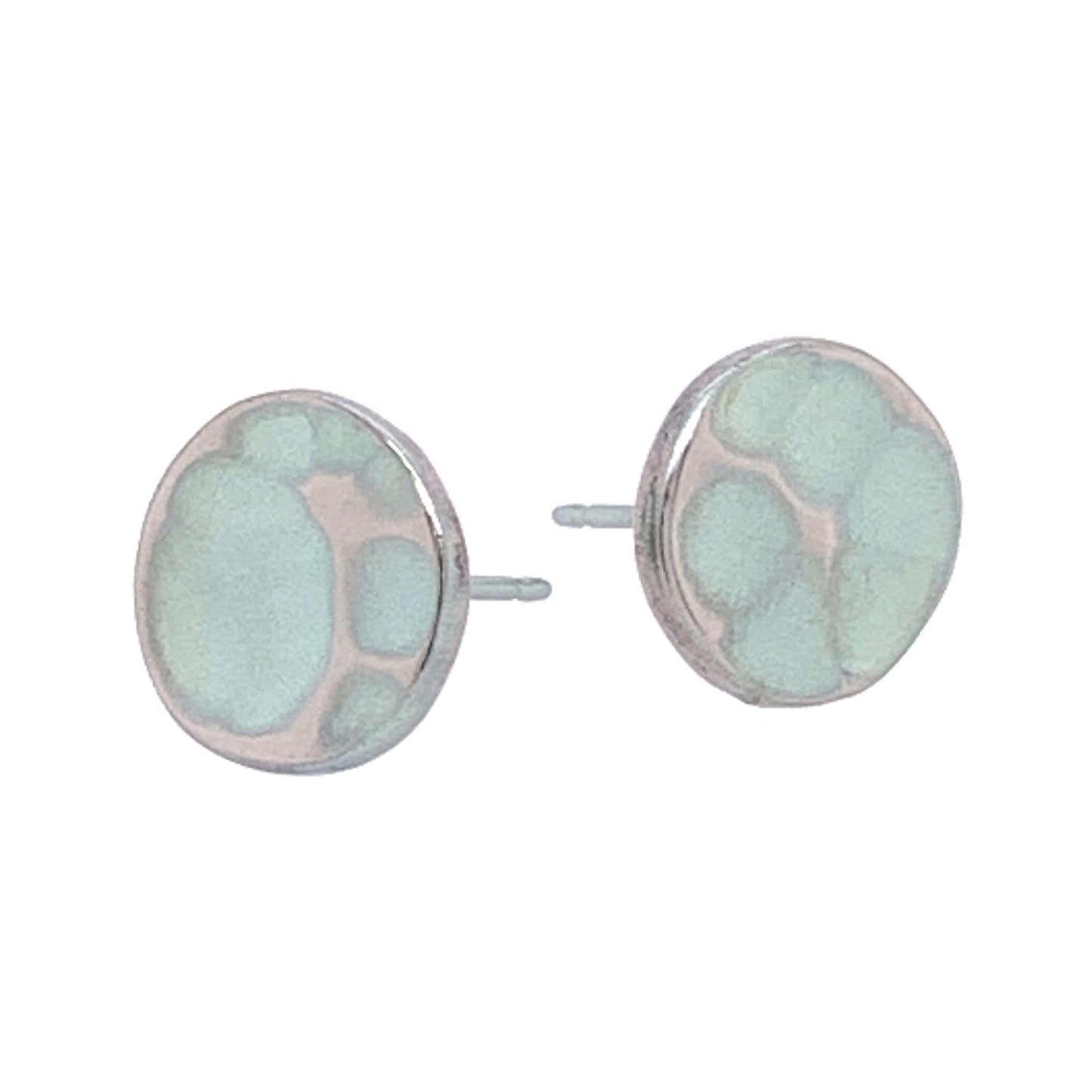 Titanium Hammered Stud Earrings - Blue/Green Tones