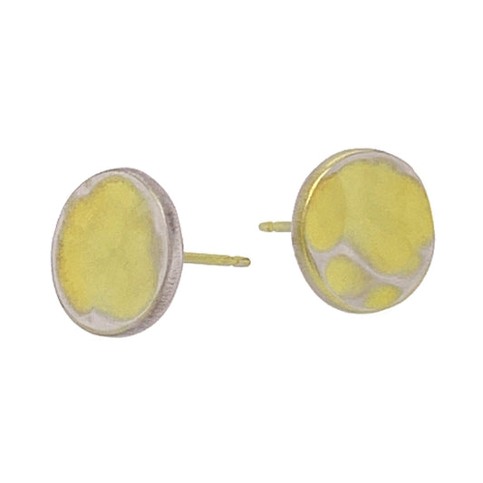 Titanium Hammered Stud Earrings - Yellow Tones