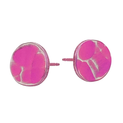 Titanium Hammered Stud Earrings - Pink/Purple Tones