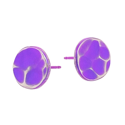 Titanium Hammered Stud Earrings - Pink/Purple Tones