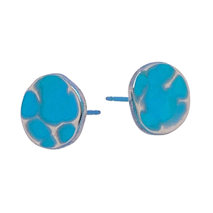 Titanium Hammered Stud Earrings - Blue/Green Tones