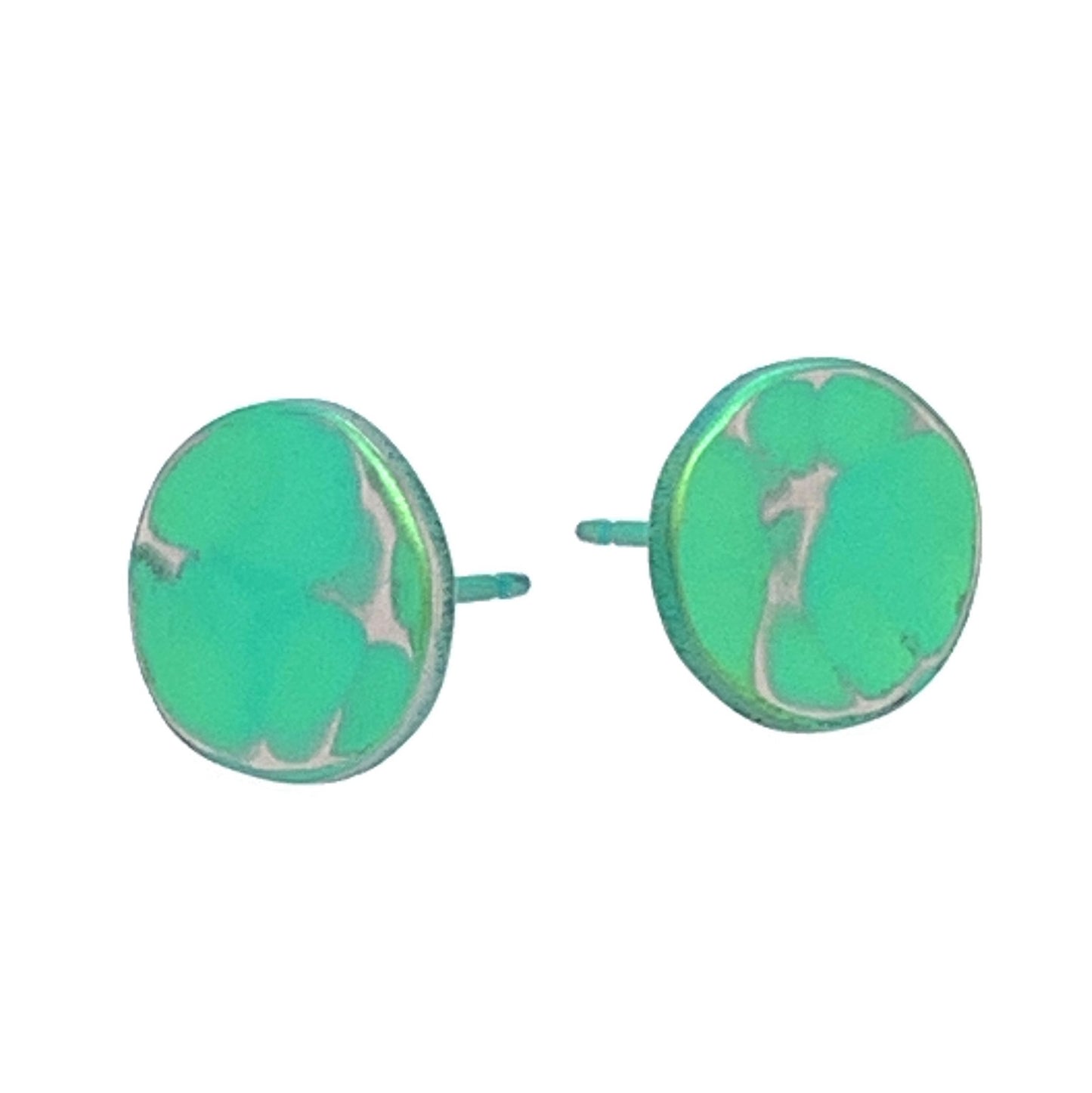 Titanium Hammered Stud Earrings - Blue/Green Tones