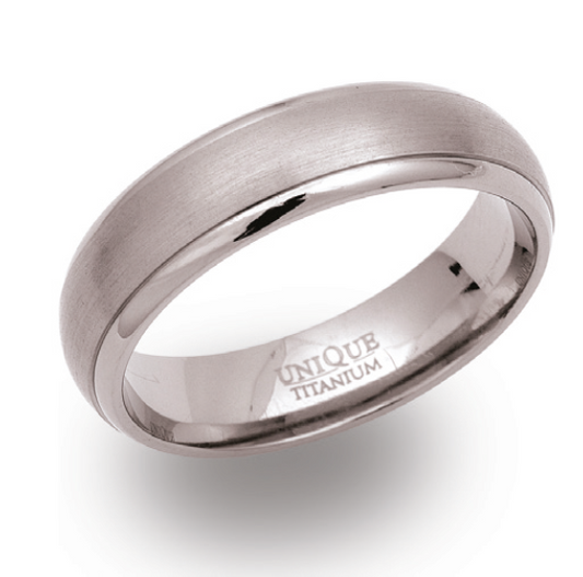 Titanium Brushed/Polished Court Ring, 6mm