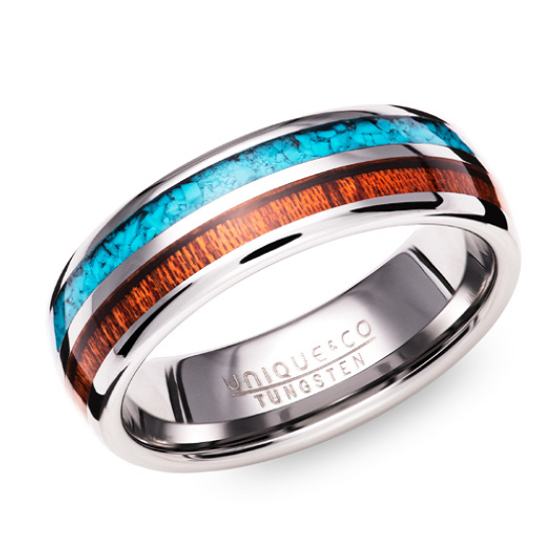 Tungsten and wood on sale ring